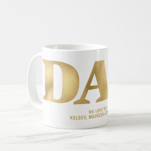 Gift for Dad with Children Names Gold Coffee Mug