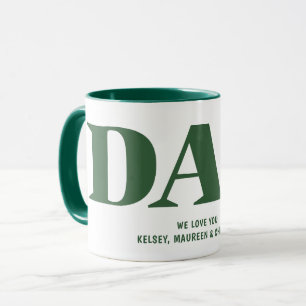 Gift for Dad with Children Names Green Coffee Mug