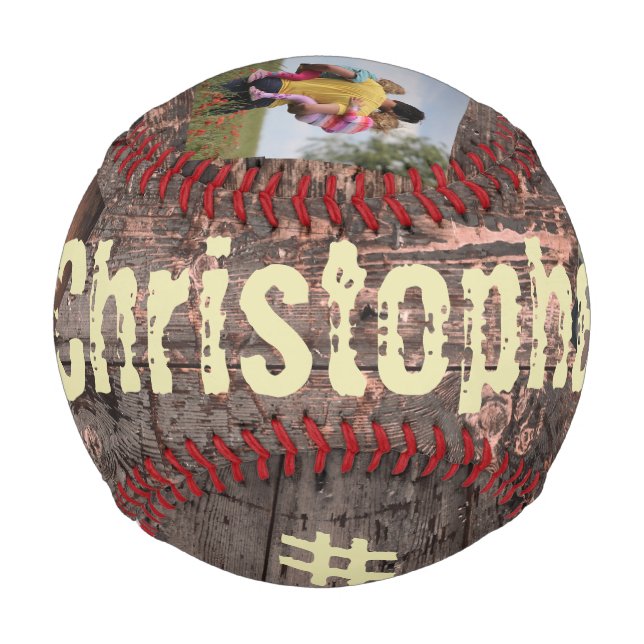 Gift for Dad Wood Effect #1 Dad Baseball (Front)