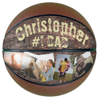 Gift for Dad Wood Effect #1 Dad Basketball