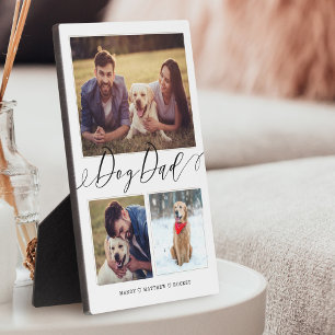 Gift for Dog Dad   Family Memories 3 Photo Collage Plaque
