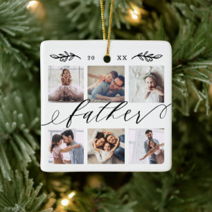 Gift for Father Family Keepsake Photo Collage Ceramic Ornament
