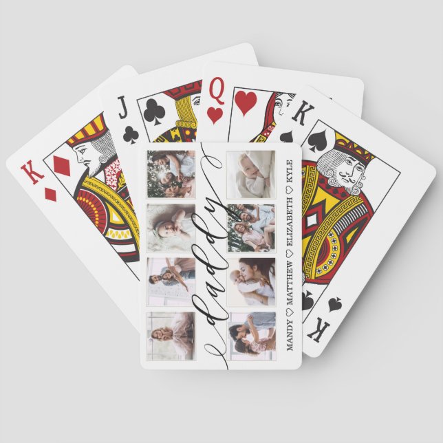 Gift for Father | Father's Day Photo Collage Daddy Playing Cards (Back)
