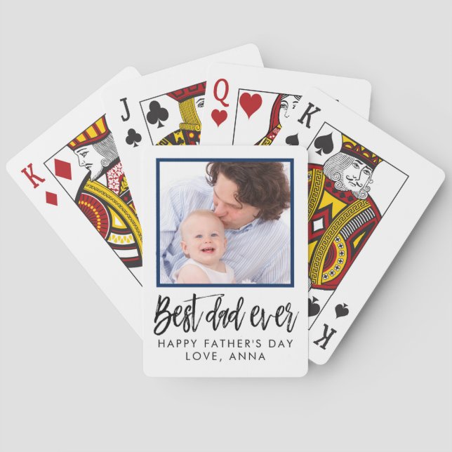 Gift for Fathers Day Personalised Custom Photo Playing Cards (Back)