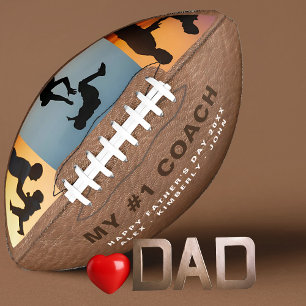 Gift for First Coach Dad with 3 Photo Collage American Football