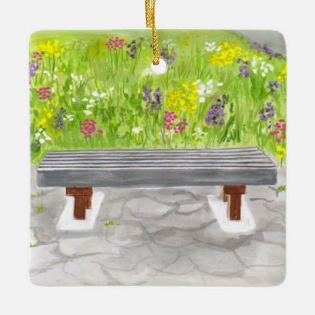 Gift for Gardener -Garden Bench Christmas Ornament (Front)