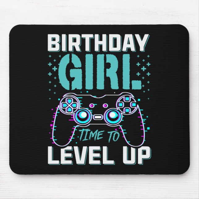 Gift For Girl Time To Level Up Cool Video Game Bda Mouse Mat (Front)