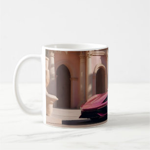 Gift for girls of mug of pink sport car in mansion