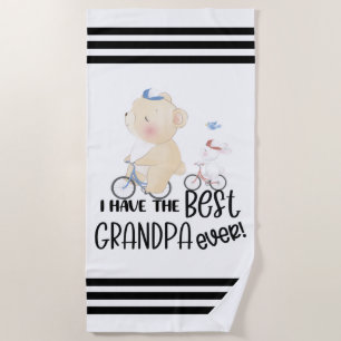 Gift for Grandchild Bear & Rabbit Best Grandpa Beach Towel