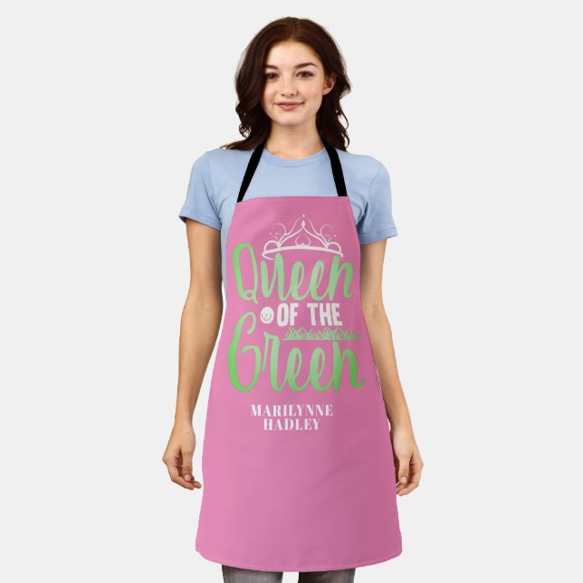 Gift for Grandma Golf Lover Pink Apron (Worn)