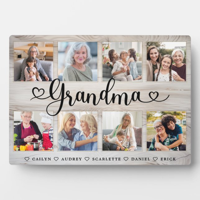 Gift for Grandma | Grandchildren Photo Collage Plaque (Front)