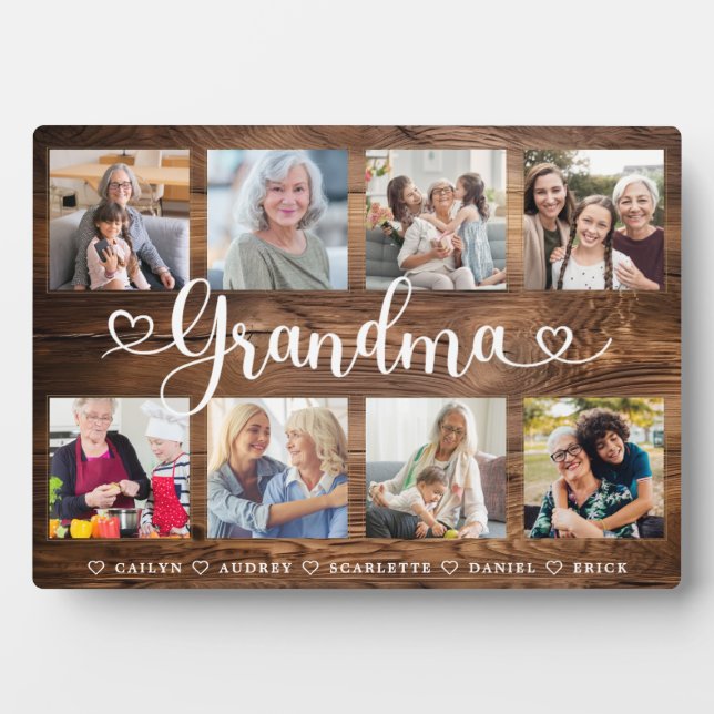 Gift for Grandma | Grandchildren Photo Collage Plaque (Front)