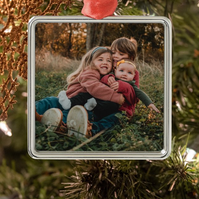 Gift for Grandma | Grandkids Photo Christmas Metal Tree Decoration (Grandkids Photo Christmas Ornament)