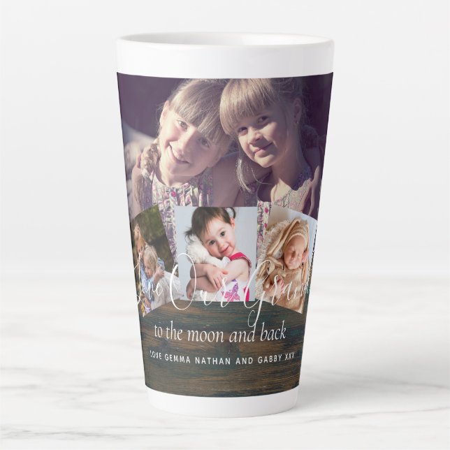 Gift For Grandma Grandpa Photo Collage Grandparent Latte Mug (Front)
