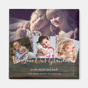 Gift For Grandma Grandpa Photo Collage Grandparent Magnet