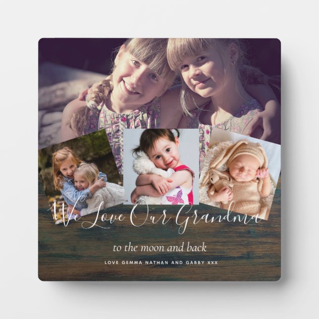 Gift For Grandma Grandpa Photo Collage Grandparent Plaque (Front)