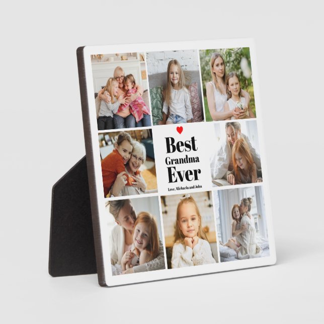 Gift for Grandma Heart 8 Photo Collage Plaque (Front)