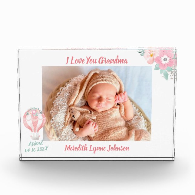 Gift for Grandma Newborn Grandchild     Photo Block (Front)