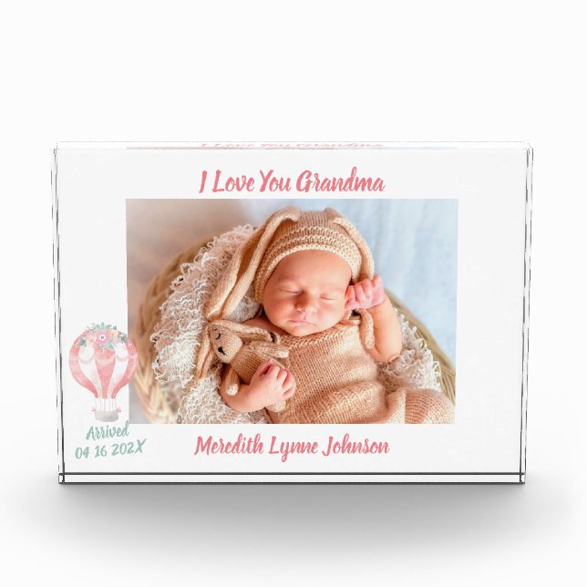Gift for Grandma Newborn Grandchild    Photo Block (Front)