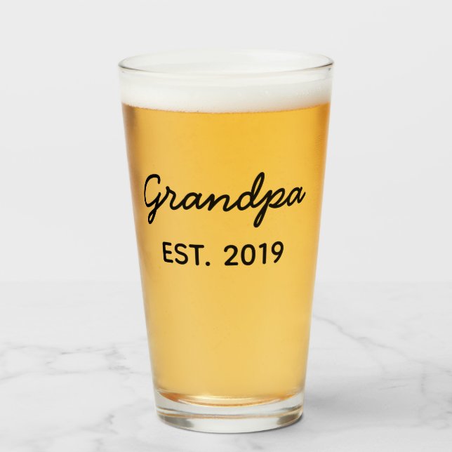 Gift for Grandpa Est. 2019 Glass (Front Filled)