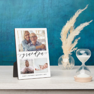 Gift for Grandpa   Grandchildren 3 Photo Collage Plaque