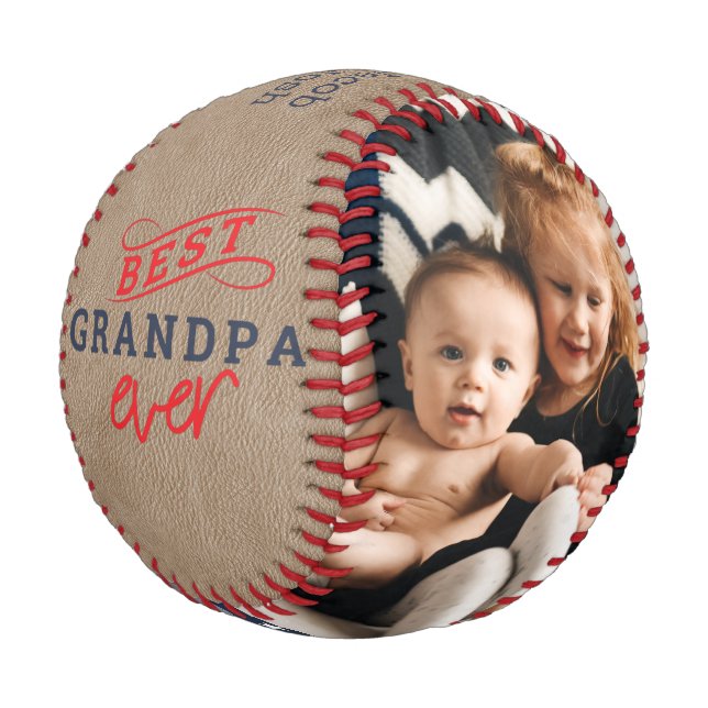 Gift For Grandpa Photo Keepsake Baseball (Angled)