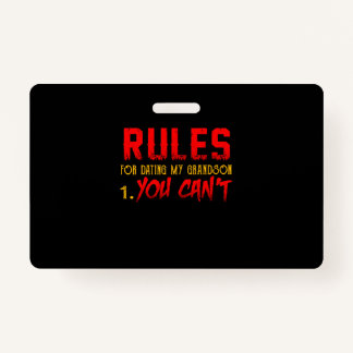 Gift For Grandson | Rule For Dating My Grandson ID Badge