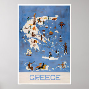 Gift For Greek Traveler Vintage Art Greece Travel Poster