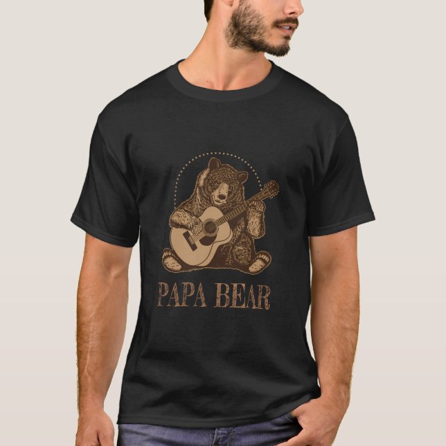 Gift For Guitar Player Guitarist Papa Bear Funny T-Shirt (Front)