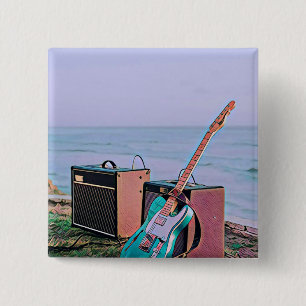 Gift for guitarist friend 15 cm square badge