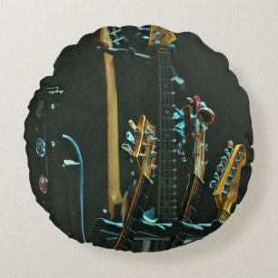 Gift for guitarist friend round cushion
