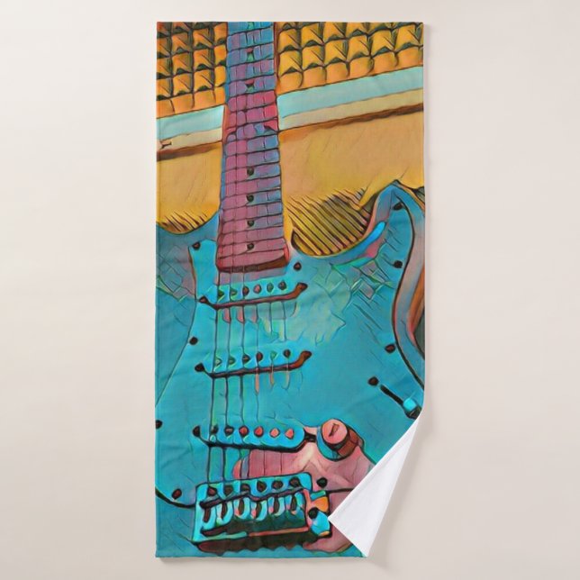 Gift for guitarist husband bath towel set (Bath Towel)