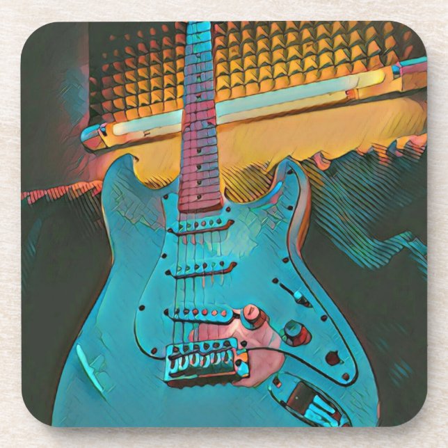 Gift for guitarist husband coaster (Front)