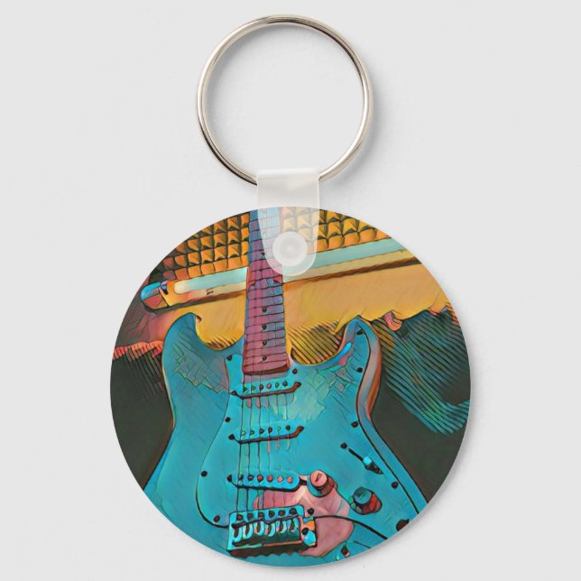 Gift for guitarist husband key ring (Front)