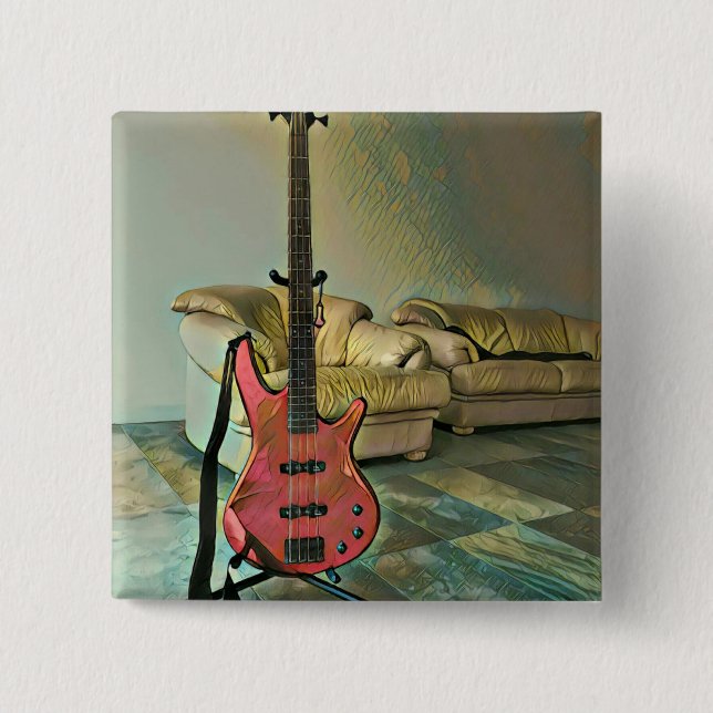 Gift for guitarists 15 cm square badge (Front)