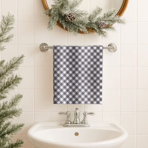 Gift for Guys Navy Tartan Towel for His Bathroom