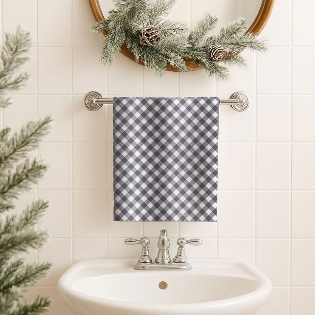 Gift for Guys Navy Tartan Towel for His Bathroom (Gift for Guys Navy Tartan Towel for His Bathroom)