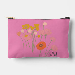 Gift For Her Modern Wildflowers +Initials Accessory Pouch