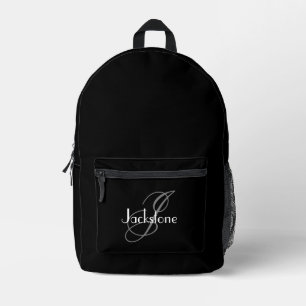 Gift For Him Chic Monogram Classic Cool Black Printed Backpack