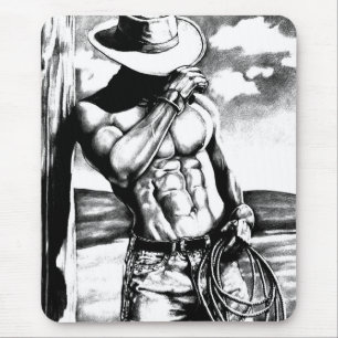 Gift For Him Masculine Cool Cowboy Art Rustic Mouse Mat