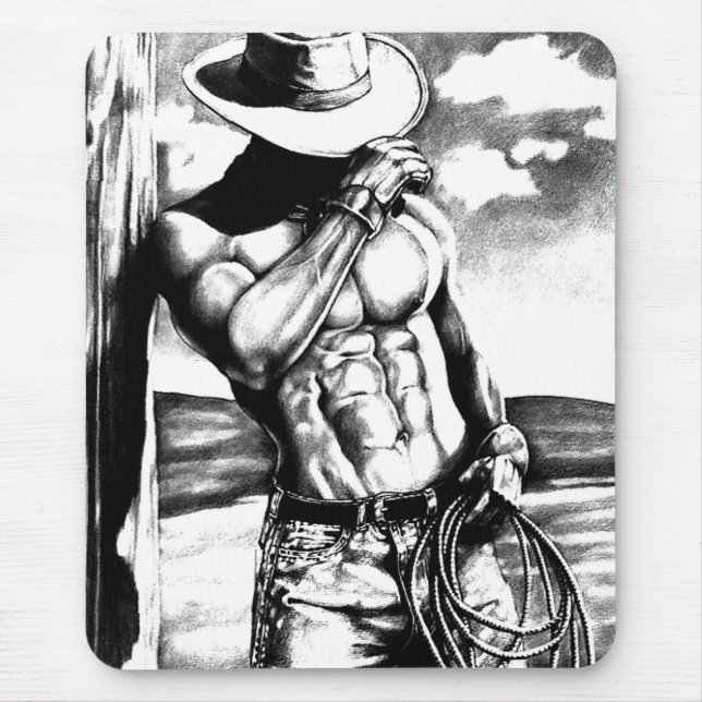 Gift For Him Masculine Cool Cowboy Art Rustic Mouse Mat (Front)