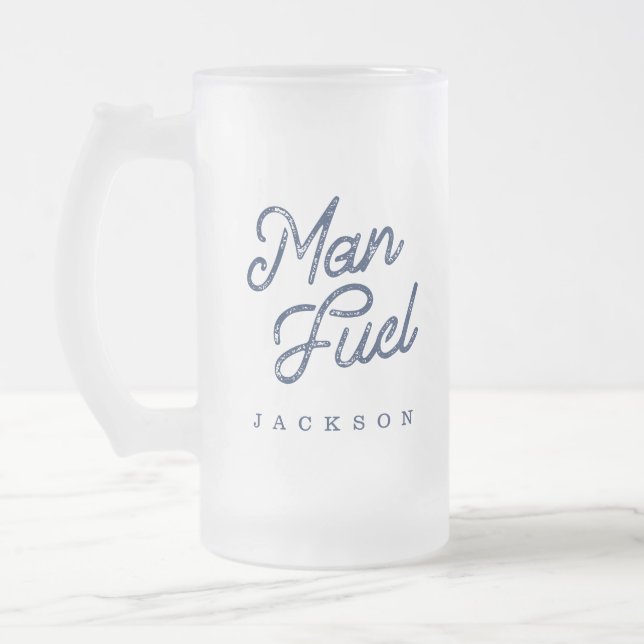 Gift For Him | Stylish Man Fuel Custom Gift Frosted Glass Beer Mug (Left)