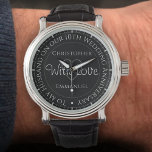 Gift for Husband. 10th Wedding Anniversary Watch<br><div class="desc">Gift watch for husband on a wedding anniversary. Special watch with inscription. 10th wedding anniversary gift. Watch has inscription plus the message "With Love". Also the names of each partner. Black watch face.</div>