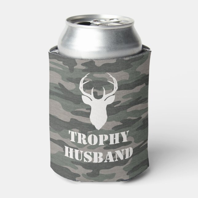 Gift for Husband Camo Trophy Husband Can Cooler (Can Front)