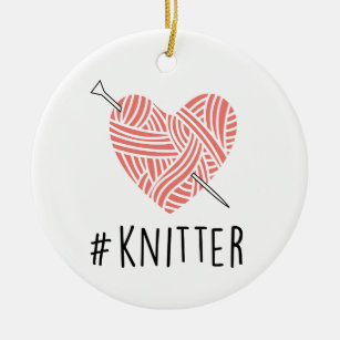 Gift for Knitter   Knitting Grandma Gift Ceramic Tree Decoration