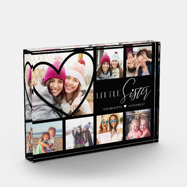Gift For Little Sister 7 Photo Collage Heart BFFs (Left)