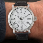 Gift for Man on his 40th Birthday with Name Watch<br><div class="desc">Gift watch to celebrate a 40th birthday. 40 years old. Includes name of recipient. White watch face.</div>