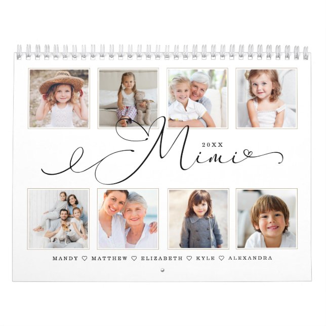Gift for Mimi | Grandchildren Family Photos Calendar (Cover)