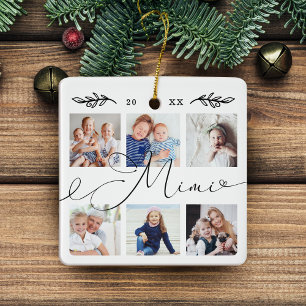 Gift for Mimi Grandchildren Photo Collage Ceramic Ornament