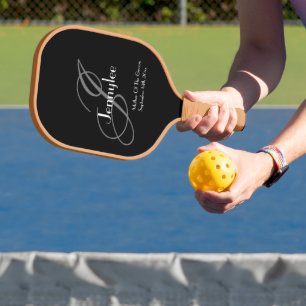Gift For Mother Of Groom Script Chic Monogram Name Pickleball Paddle
